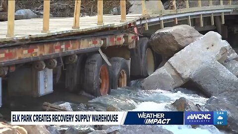 Bridge Made up of Flatbed Trailers Keeps NC, TN Supply Chain Alive