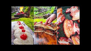 Smoked Pork Belly Sandwich🔥 Forest Baking, ASMR Style