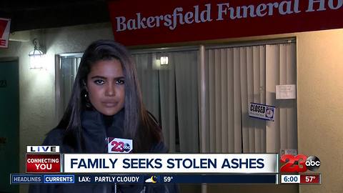 Bakersfield family still searching for stolen son's ashes