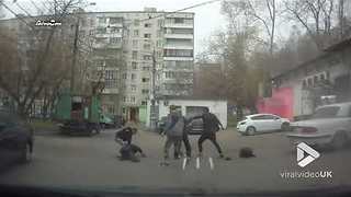 Drunken brawl in middle of car park