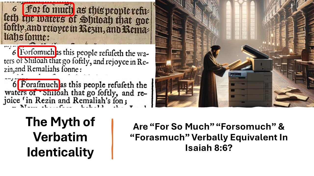 6) Are "For So Much," "Forsomuch," & "Forasmuch" Verbally Equivalent In Isaiah 8:6?