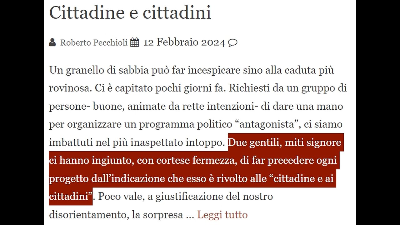 La legge fondamentale dell'equilibrio fra i sessi - 12 febbraio 2024