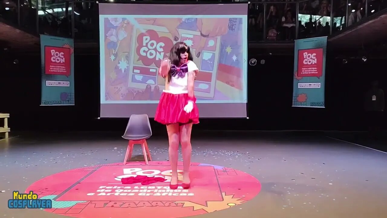 Sailor Mars de Sailor Moon no Concurso Cosplay Lip Sync Challenge na Poc Con 2023