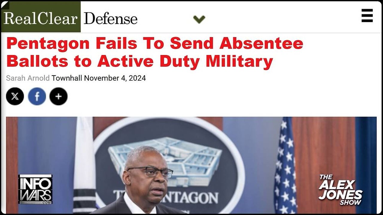 ELECTION TREASON: Pentagon Blocks Active Duty Military