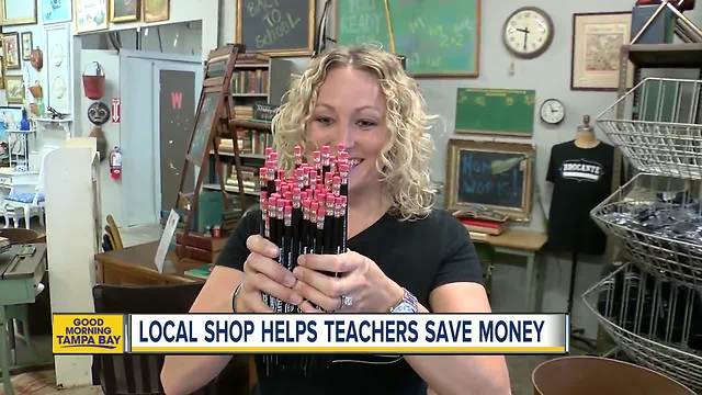 Local vintage shop donates 10,000 pencils to help public school teachers stock classrooms