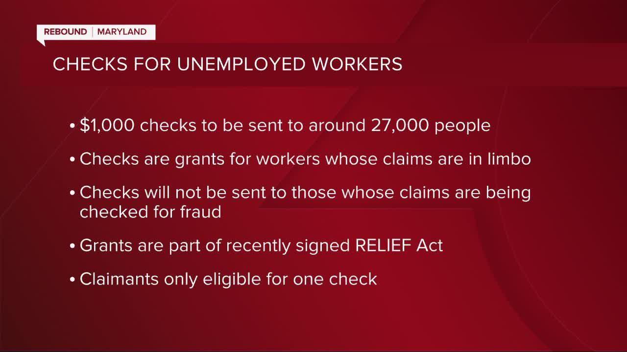 Maryland Comptroller to issue around 27,000 paper checks to unemployment insurance claimants stuck in "adjudication purgatory"