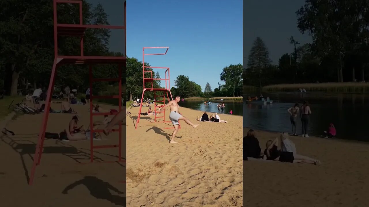 Trener kazał mi to zrobić na plaży 🤔 #insta #fun #salto #skills #skill #akro #akrobatyka #shortvideo