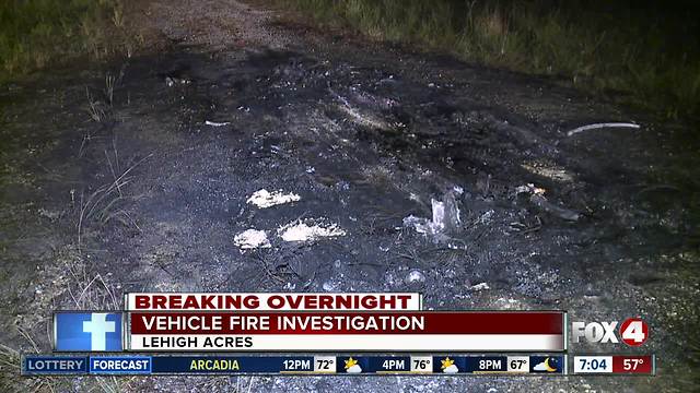 Vehicle fire investigation on Tena Avenue in Lehigh Acres