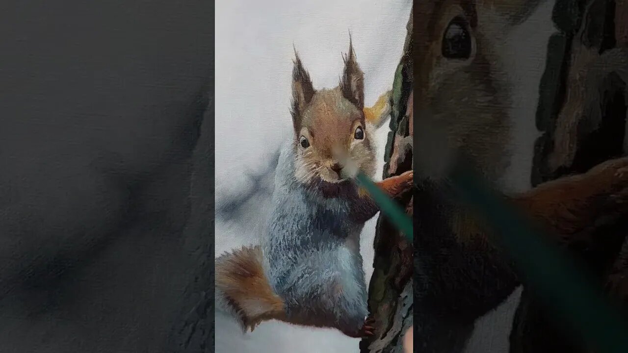 Oiling Out This Oil Painting Of A Squirrel