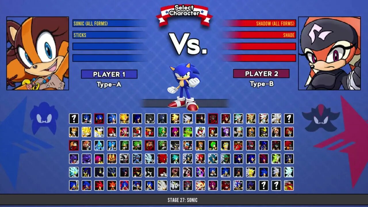 Sonic all forms & Sticks VS Shadow all forms I Sonic Battle MUGEN HD