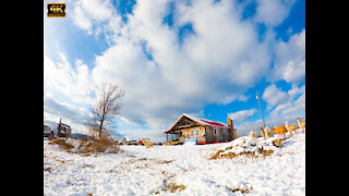 Snowy Cabin Mountain Sheep Time Lapse 5K