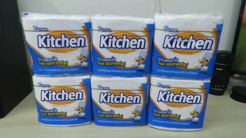 6x Guardanapos de papel Kitchen, Folha Simples, 50 unidades de 22,27x22,8 cm