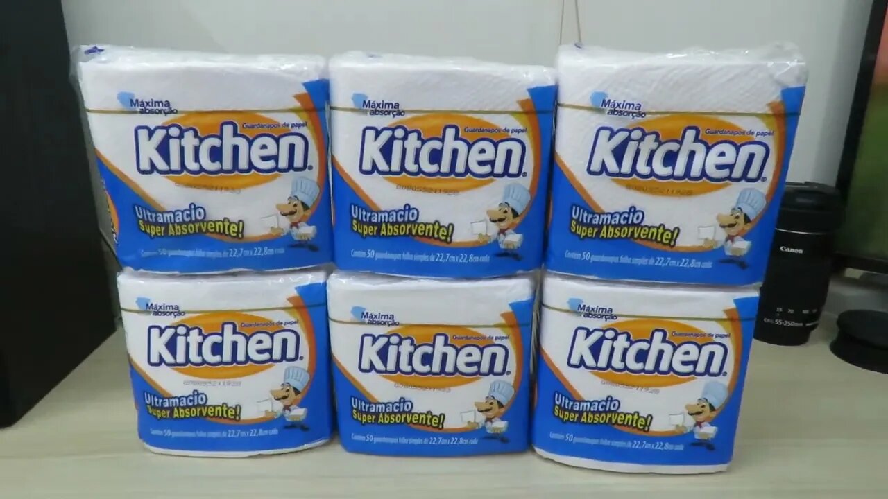 6x Guardanapos de papel Kitchen, Folha Simples, 50 unidades de 22,27x22,8 cm