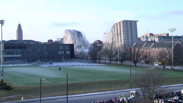 Watch Cather, Pound dormitories implode at UNL