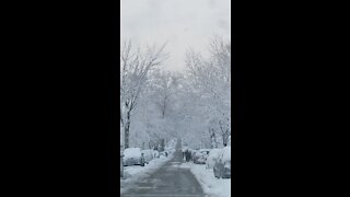 2021 snow storm-on the road to supermarket