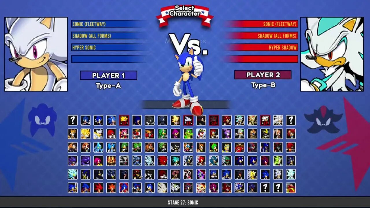 Fleetway Sonic & Shadow all forms VS Fleetway Sonic & Shadow all forms I Sonic Battle MUGEN HD