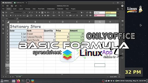 Linux App - OnlyOffice Spreadsheet (basic formula)