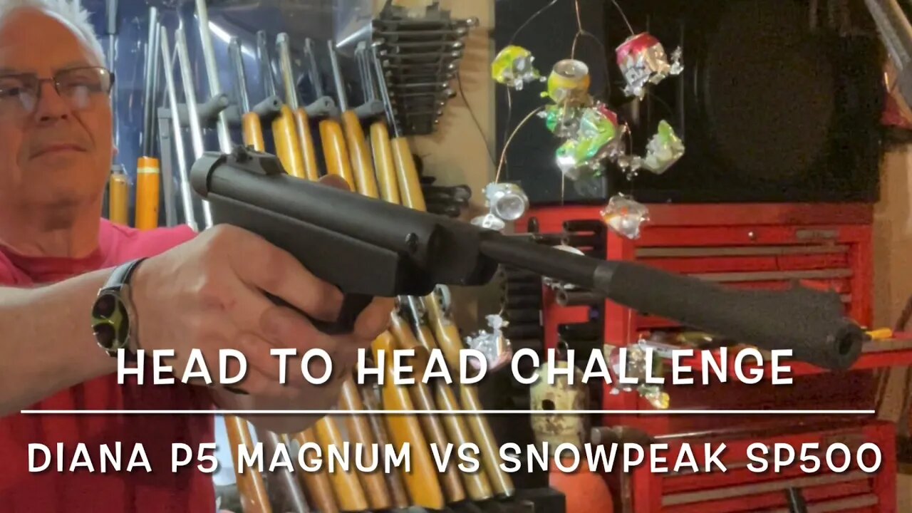 Head to head challenge: RWS Diana P5 magnum vs Snowpeak SP500 .177 break barrel pellet pistols!