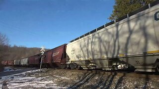 The BNSF grain train with mixed power