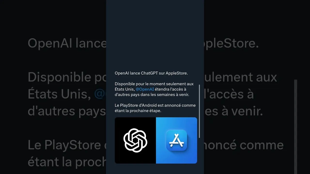 OpenAI lance ChatGPT sur AppleStore.Disponible pour le moment seulement aux États Unis