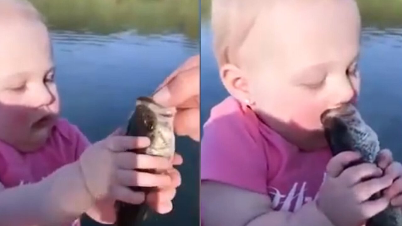 Baby Reaction on fish kiss