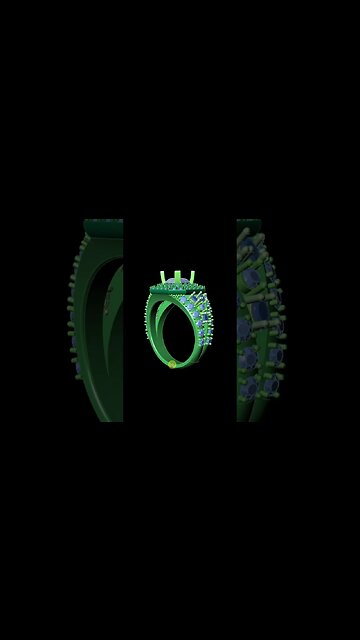 Asscher Diamond Cut With Side Diamonds Jewelry 3D Model