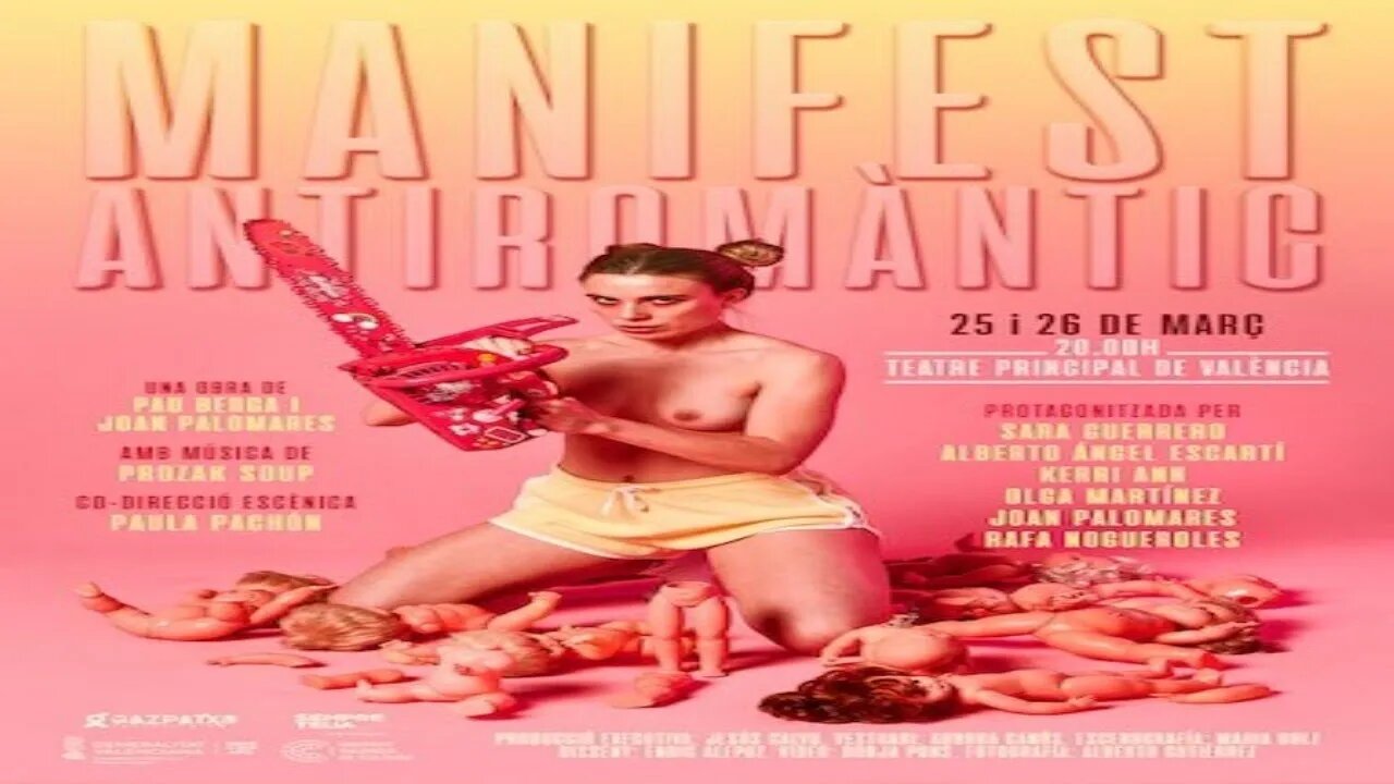 Instituto de cultura valenciano anunciando la obra de teatro “MANIFEST ANTIROMÀNTIC” - España