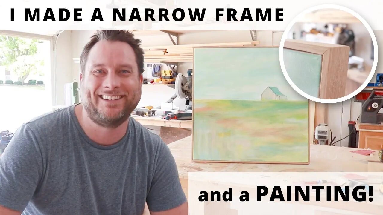 How To Make A Painting and Build A Narrow Wooden Frame | Art and Woodworking Project