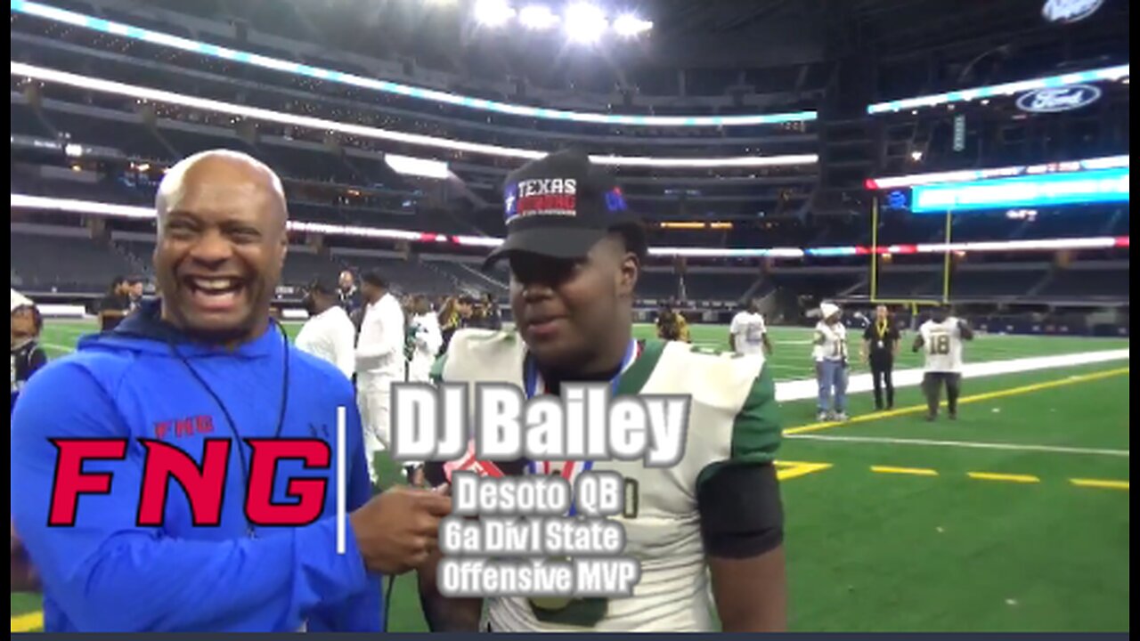 Desoto QB DJ Bailey, WR Daylon Singleton & DE Keylan Abrams after 6a Division II Championship