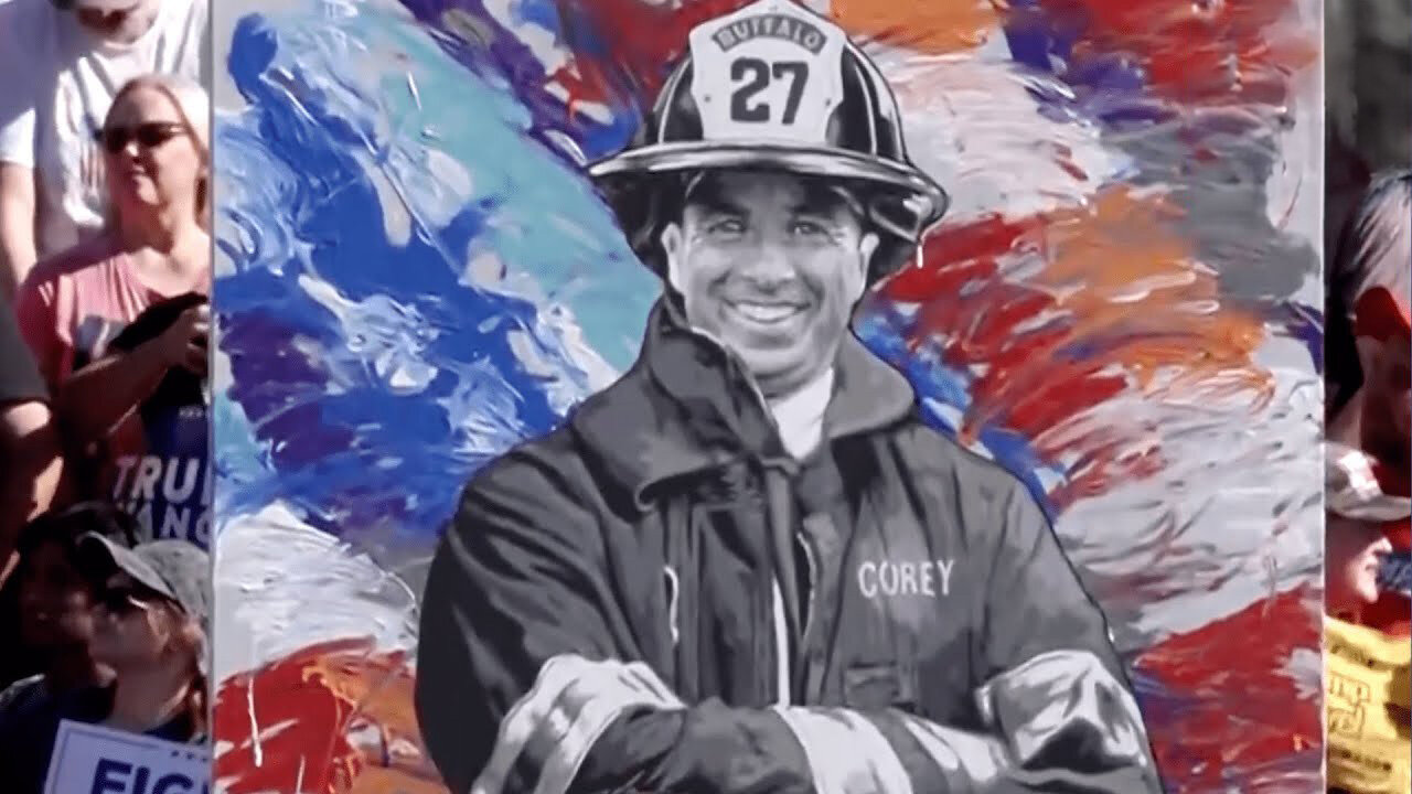 Live Painter Performs Piece Dedicated To Corey Comperatore During Trump Rally In Butler, PA