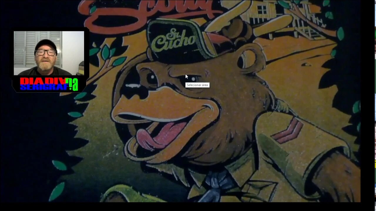 Simulado para serigrafia Urso no skate