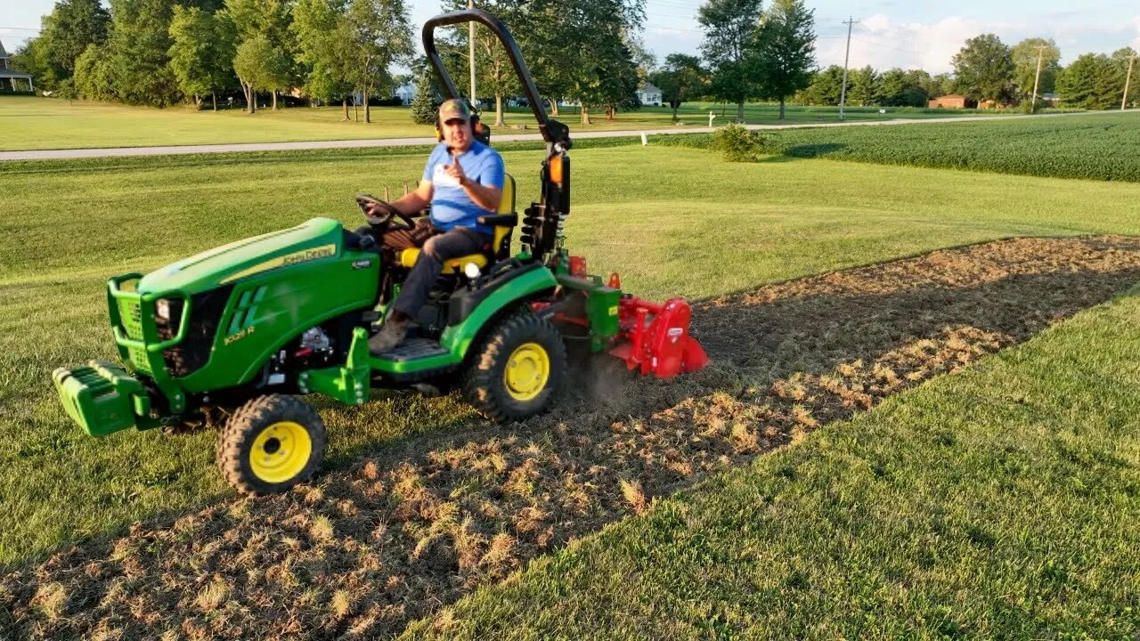 MAJOR PROJECT START! Attila The Hump! John Deere 1025R Chews Up Sod with the Maschio Tiller!