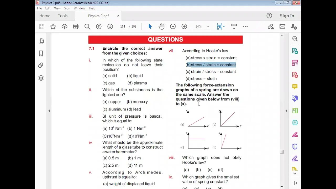 PHYSICS Class 9th Lecture#13 CH#7 MCQ's