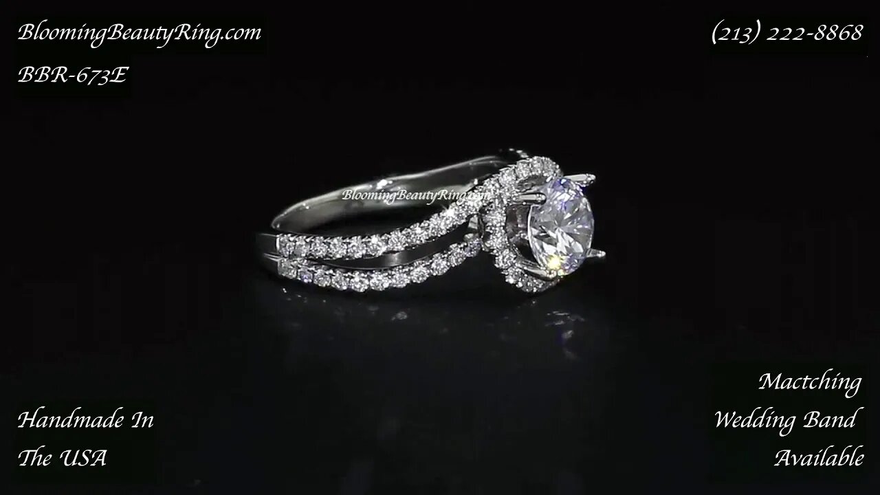 BBR 673E Engagement Ring Diamond Halo Style By BloomingBeautyRing.com