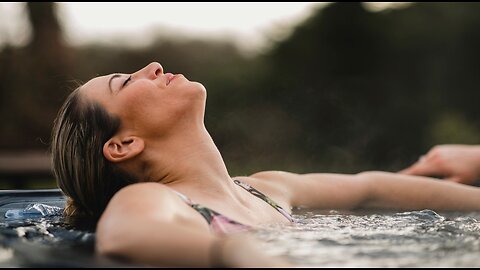 Hot Tub Jacuzzi ASMR near a Small Waterfall 1 hour