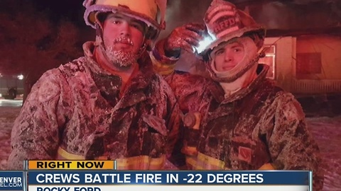 Crews battle fire in -22 degrees