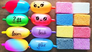 Making Slime with Cute Balloons and Foam Bricks