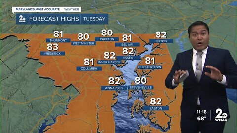 WMAR-2 News Cesar Cornejo Monday forecast