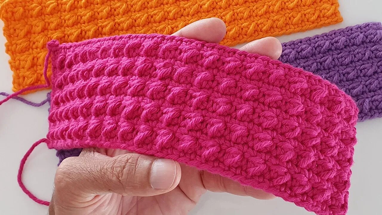 Ponto ESCAMAS com EFEITO RELEVO | DUPLA-FACE | Double side crochet