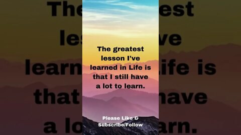 The Greatest Lesson in Life