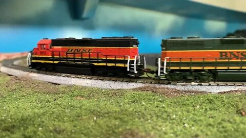 N Scale local leaving glacier loop
