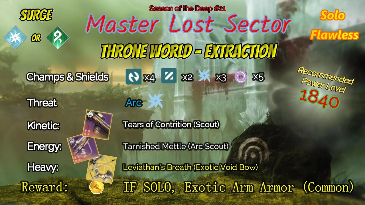 Destiny 2 Master Lost Sector: Throne World - Extraction on my Void Warlock Solo-Flawless 8-13-23