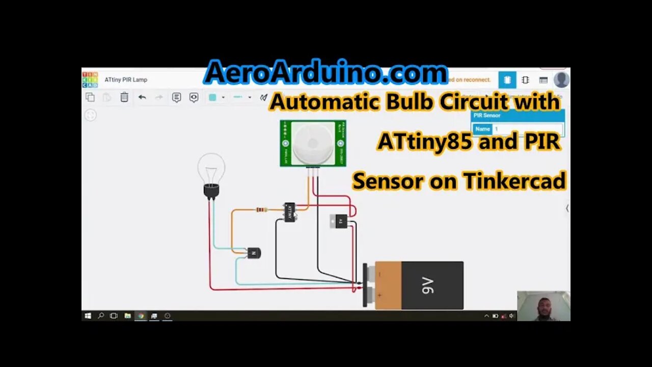 ATtiny PIR Automatic Lamp Project With Tinkercad and CodeBlocks