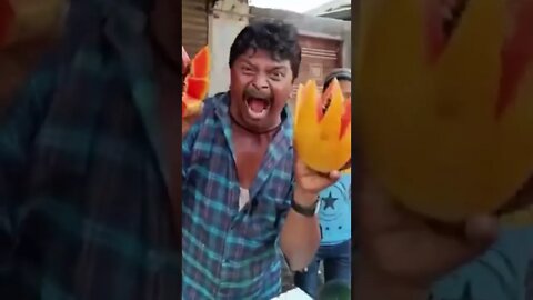 Extremely animated and enthusiastic fruit seller #shorts #funny #india #loud