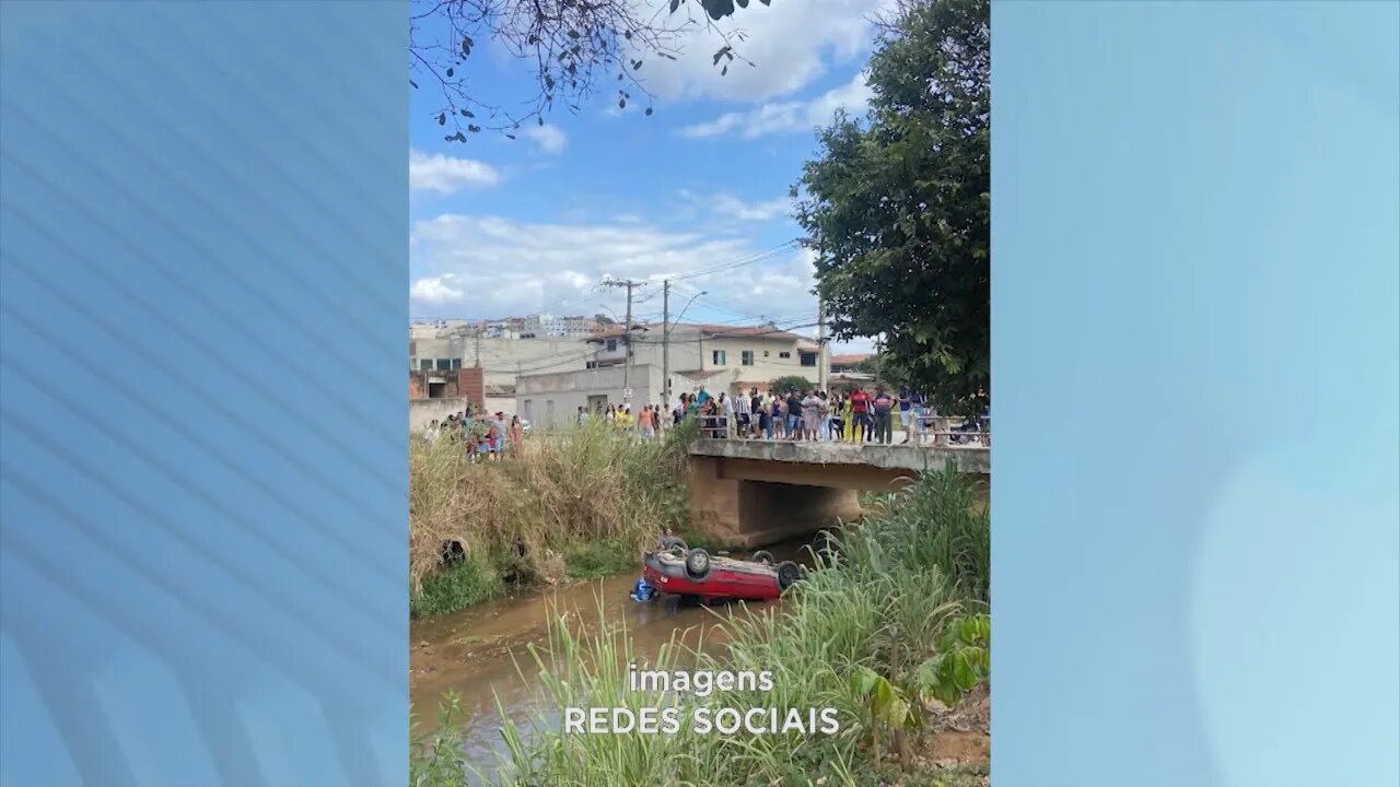 Teófilo Otoni: carro cai dentro do rio todos os santos e dois ficam feridos