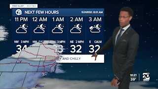 A chilly and dry Sunday, followed by a wintry mix