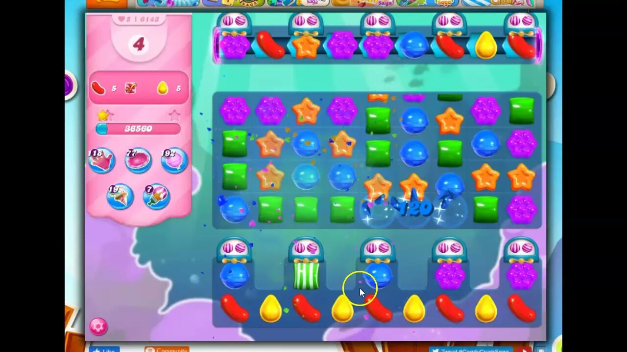 Candy Crush Level 6143 Talkthrough, 21 Moves 0 Boosters