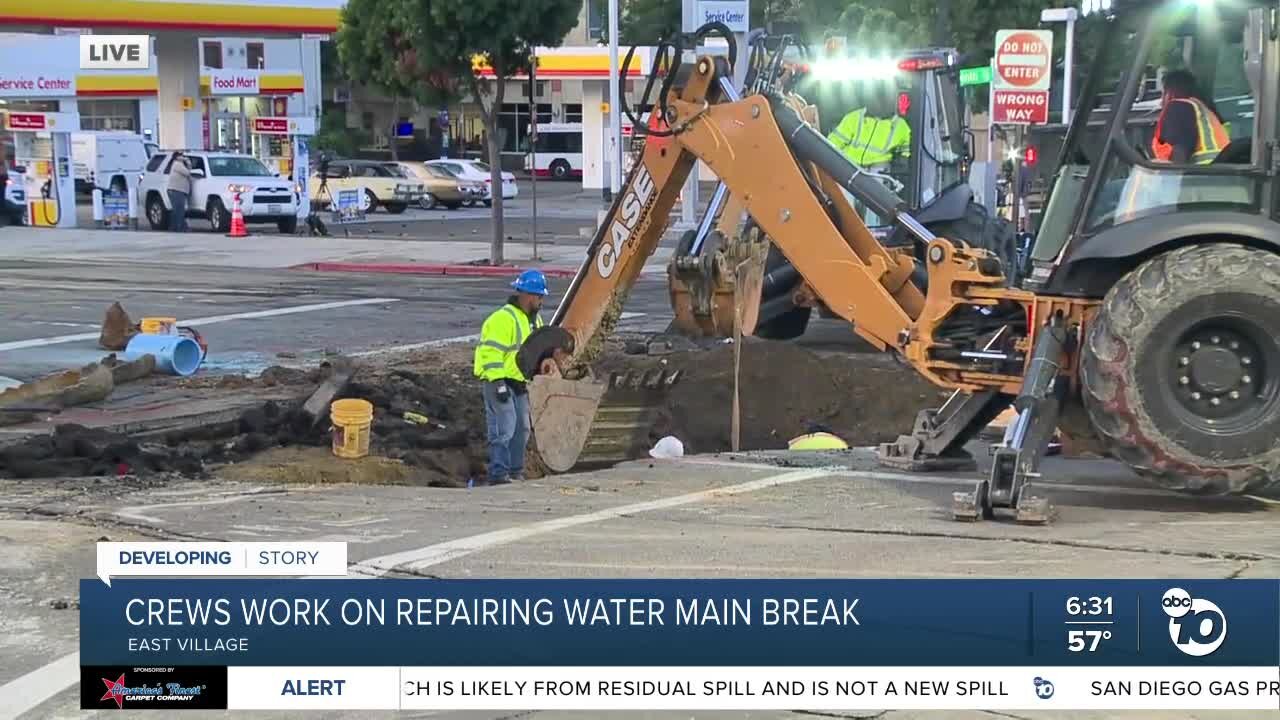 Crews work to repair East Village water main break