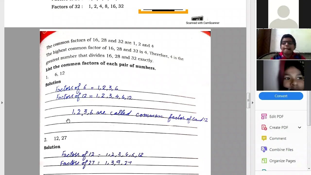 Class 5th Maths Factors and Factors 2 Dec 2020 Zoom Online Class