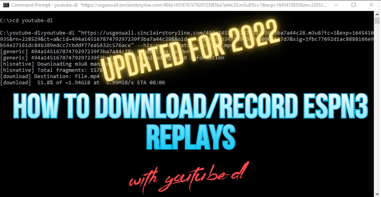 How to Download/Save/Record ESPN3 Replays Using youtube-dl